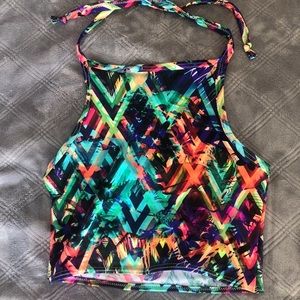 🛑 SOLD 🛑 ✨Bubbles Rave Wear Crop Halter Top✨